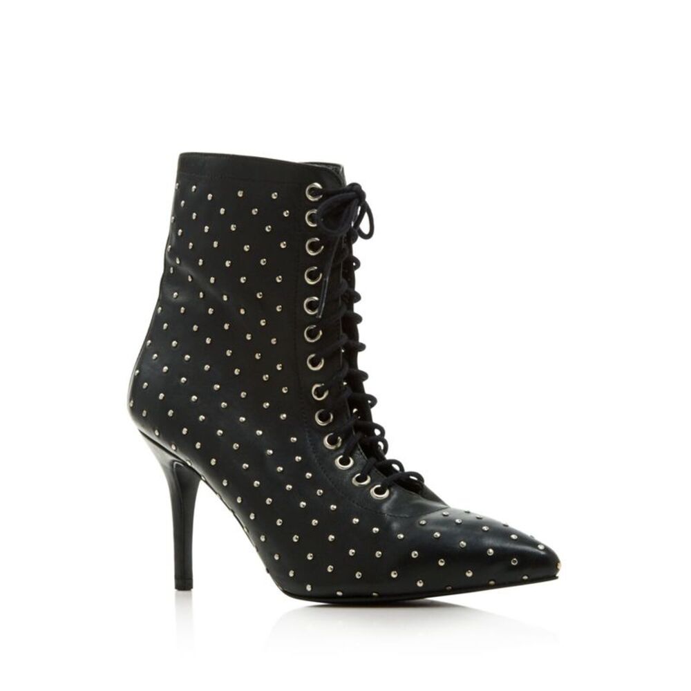 ARCHIVE Womens Black Lace Delancey Pointed Toe Stiletto Leather Booties 7